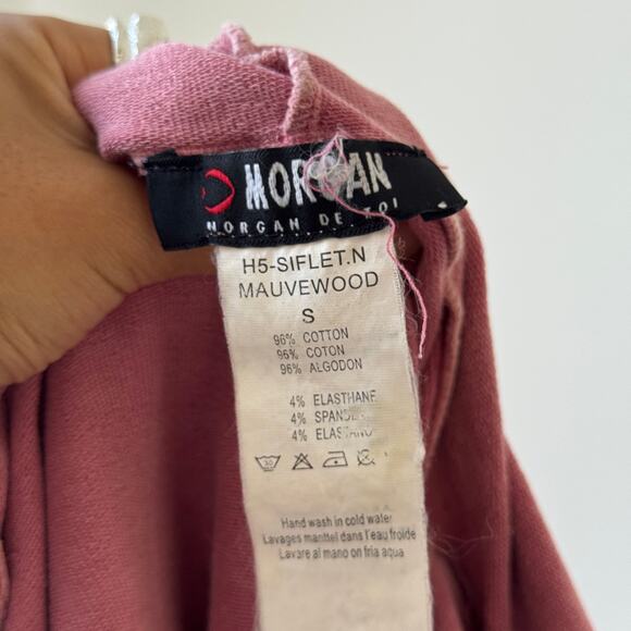 Vintage Morgan de Toi pink zip-up hoodie with graphic print & raw-edge details S - Picture 10 of 11